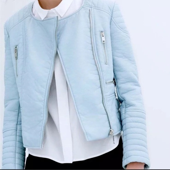 Jackets & Blazers - Baby blue leather jacket
